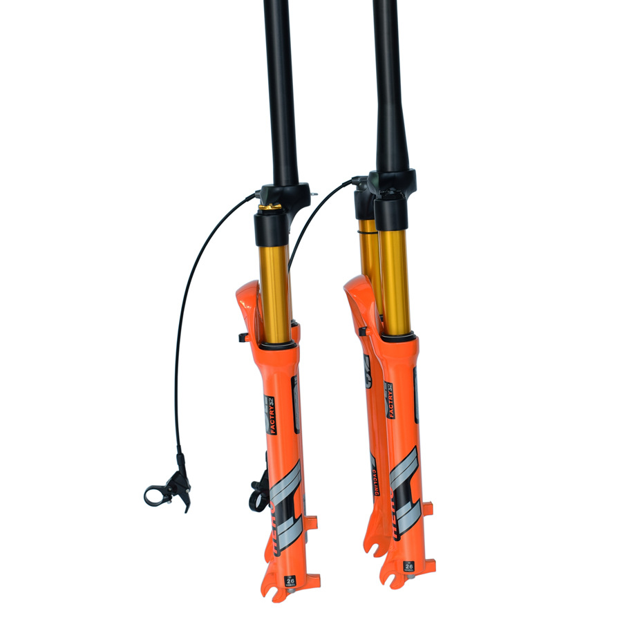 行程120mm山地自行车前叉气叉跨境自行车减震器避震器橙色镁合金
