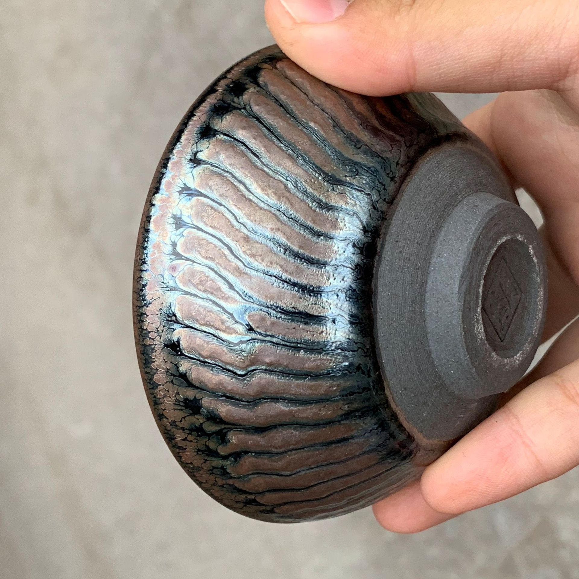 批发建阳建盏原矿铁胎跳刀油滴盏陶瓷个人品茗茶杯家用主人杯单杯