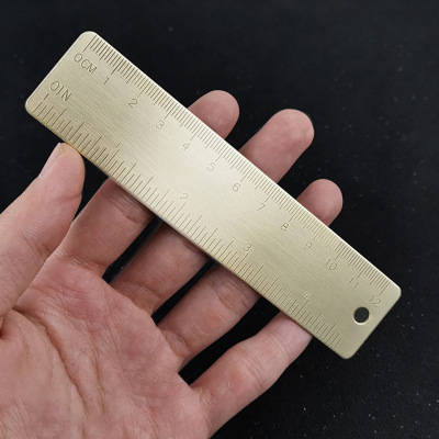 【厂家直销】创意直尺迷你复古书签12cm铜尺子金属绘图文具尺