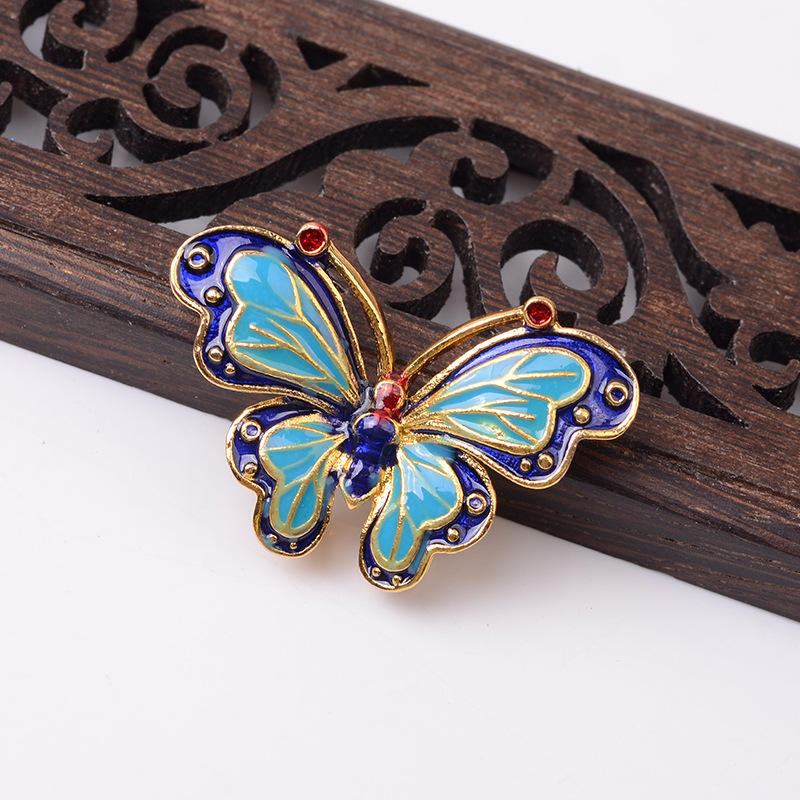 New Butterfly Dripping Oil Imitation Enamel Cloisonne Effect Alloy Accessories Diy Antique Hair Clasp Ming Tuinga Material