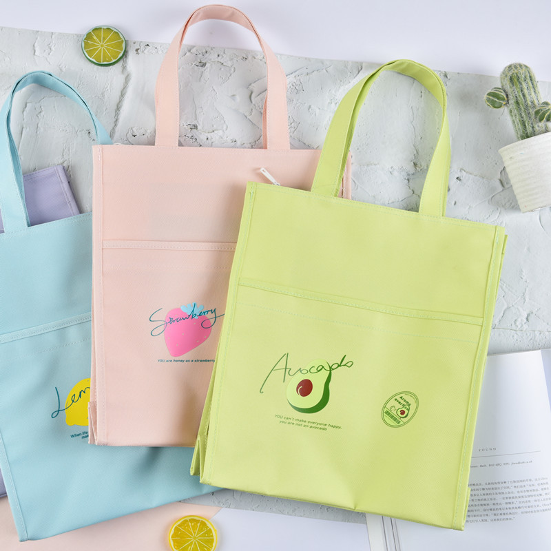 广州青盛韩国创意文具夏日限定午后手提袋清新水果学生补习文件袋