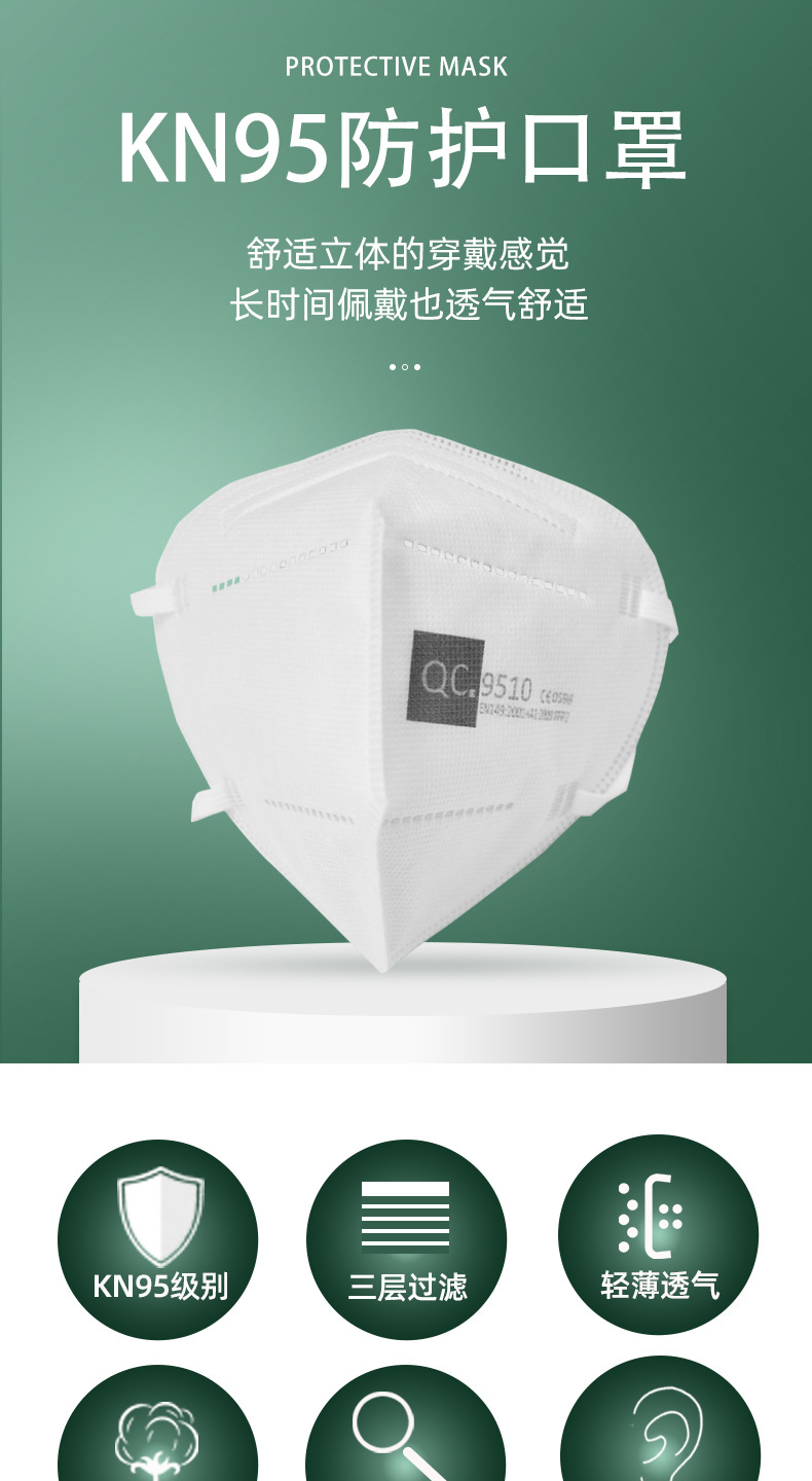 kn95防护口罩(厂家批发)50个/包五层防护含熔喷布源头厂家