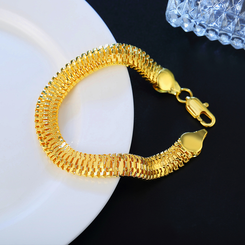 纽兰饰品wish爆款镀金女士手链女时尚10mm蛇骨扁手链首饰仿金饰品