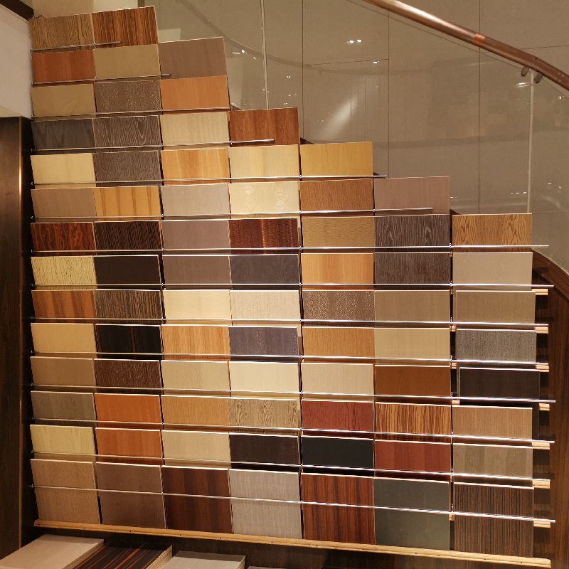 灰色染色雀眼木皮饰面板 室内家具衣柜木饰板 全屋定制装饰板材