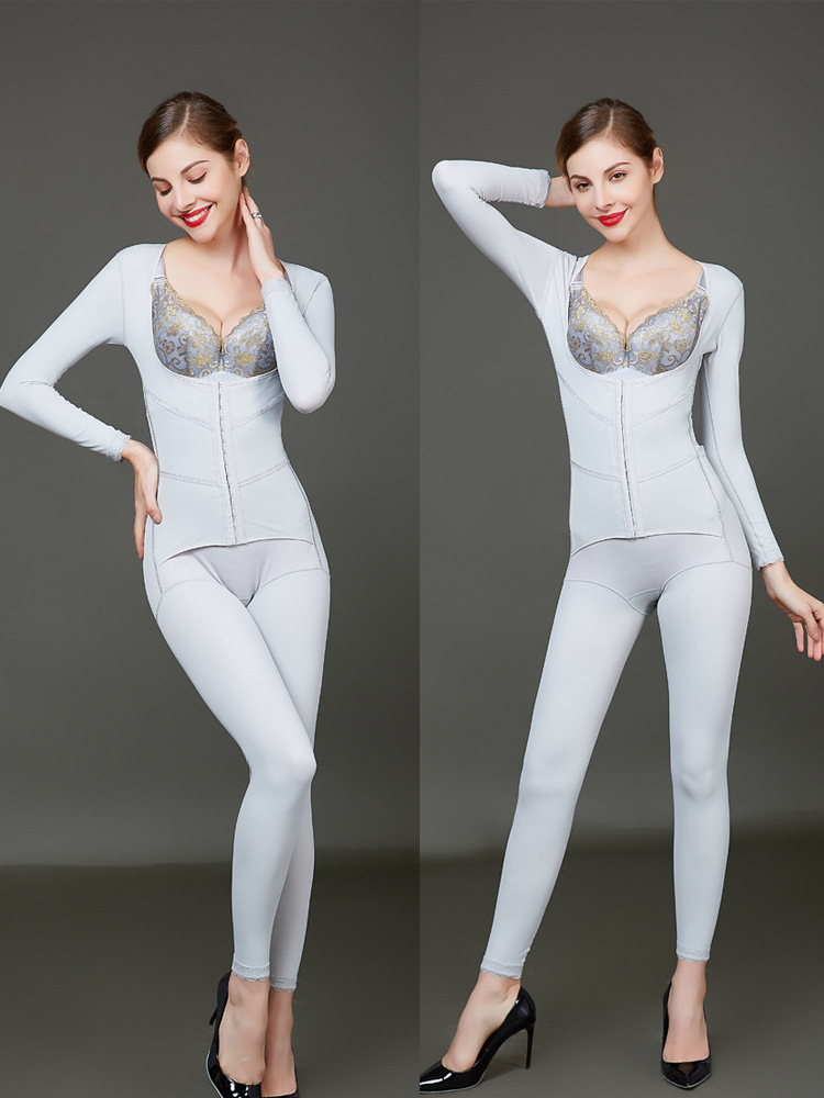 整体长款瘦身衣水晶纤维塑身衣连体衣后脱式收腹美体女士塑身衣l9002