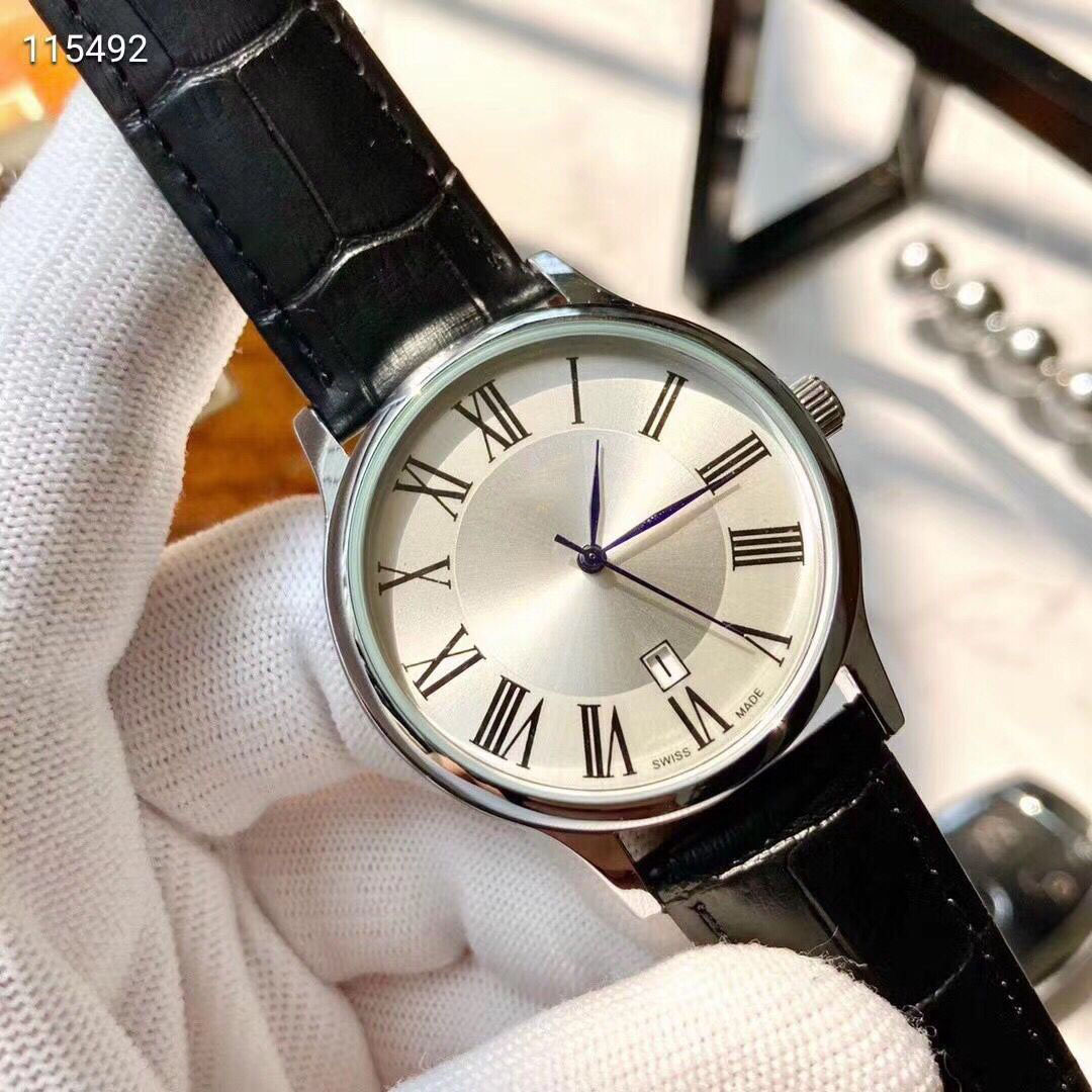 2020外贸热销男士皮带钢带3针石英日历说说手表厂家批发