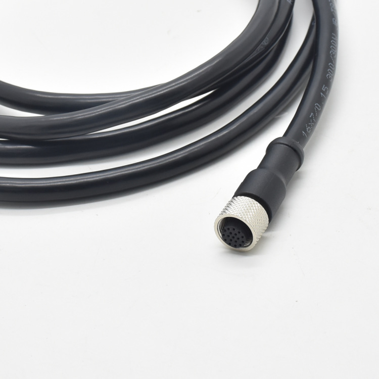 信号防水连接器m12-17p双头线母插头注塑成型接头