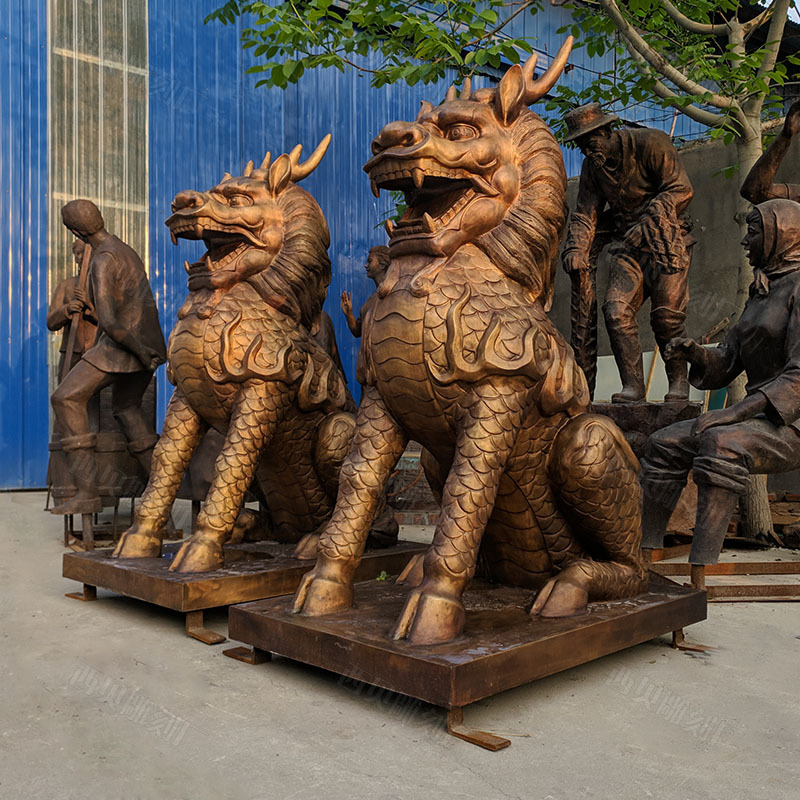 定制大型铜动物雕塑麒麟 供应黄铜麒麟雕塑 厂家直销 203