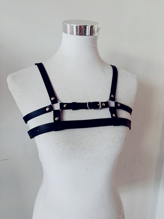 韩系潮酷美少女皮革胸带 嘻哈束缚皮带 舞台女星百搭腰带日常背带