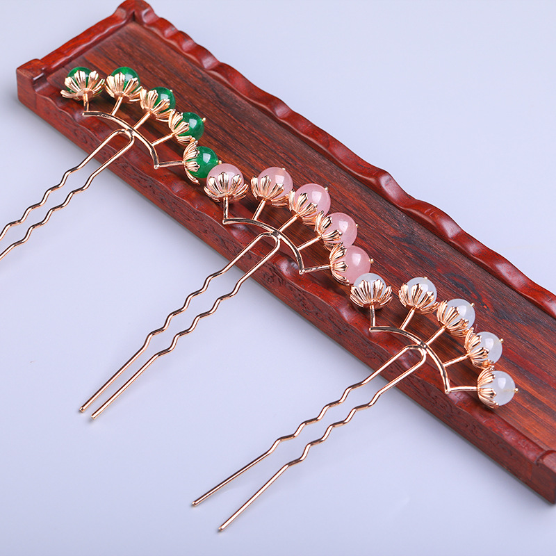 圆珠排簪五头排插古风发饰汉服头饰挽发头钗五排发钗宋制古装配饰