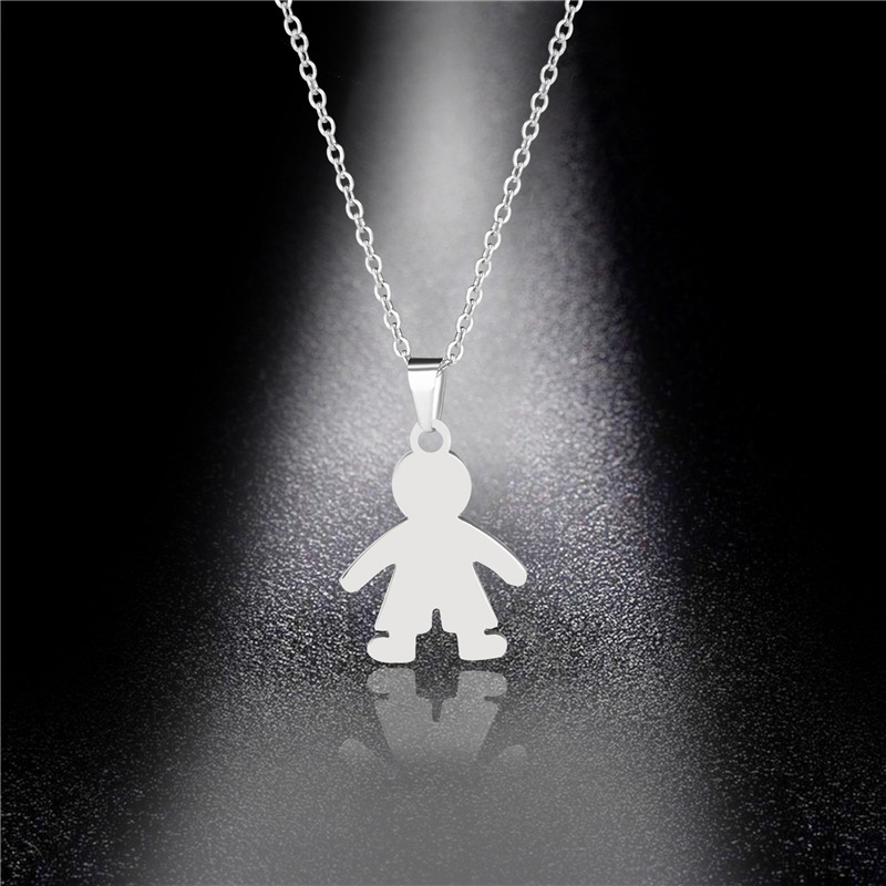 Amazon Popular Titanium Steel Boy Necklace Cross-Border European and American Simple Boy Pendant Stainless Steel Necklace Wholesale