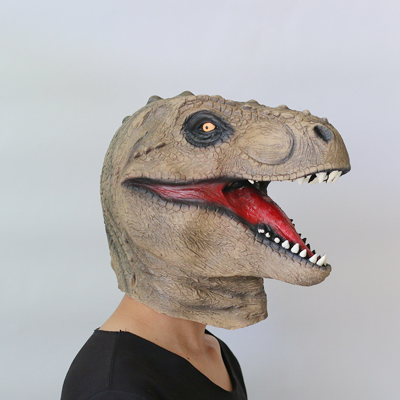 专业定做霸王龙恐龙面具 新奇动物头面具 万圣节派对乳胶活动道具