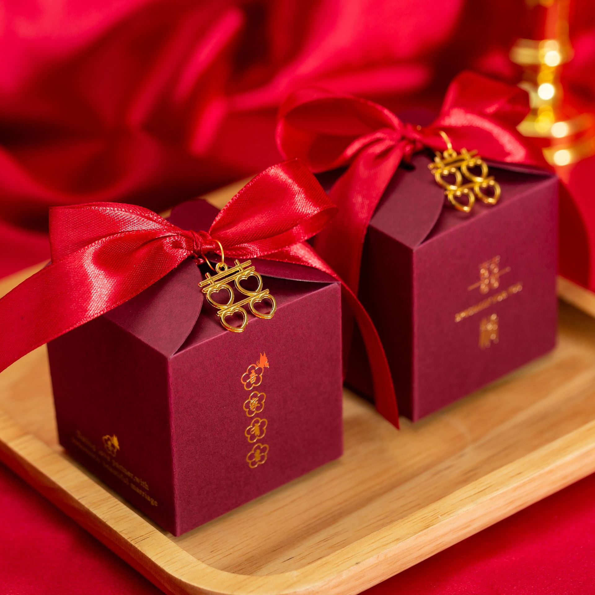 中国风喜字结婚喜糖礼品包装礼袋 糖果手提礼袋子 糖盒纸袋喜袋红