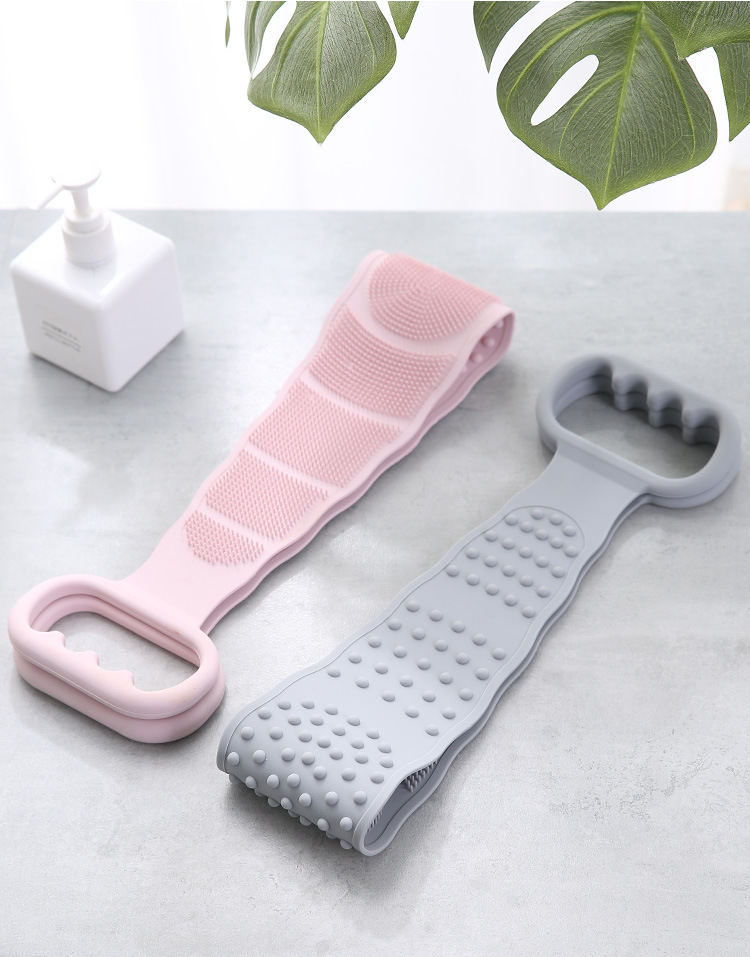 双面硅胶搓澡巾长条戳澡巾拉背条强力搓背搓泥洗澡巾后背搓澡神器