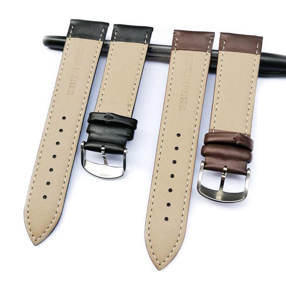 厂家批发针纹真皮手表带黑色头层牛皮表带16 18 20 22现货