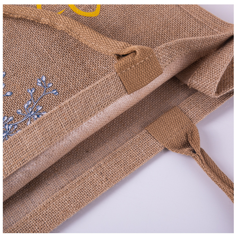 New Simple Retro Portable Sack Heat Transfer Patch Clothing Shopping Bag Burlap Handbag Custom Creative Logo