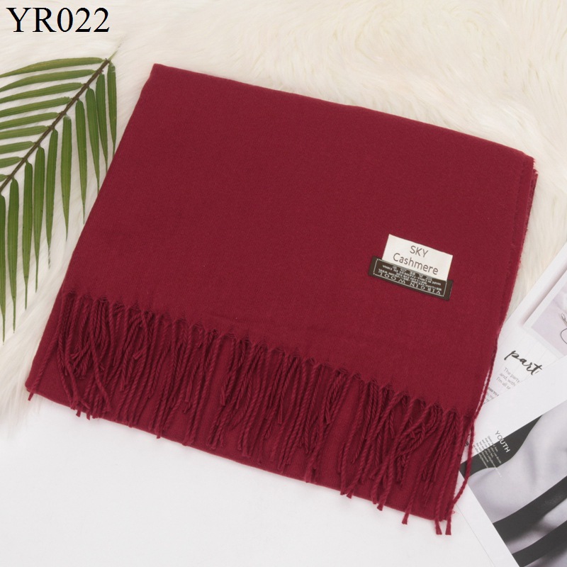 2020 Autumn and Winter Sky Solid Color Artificial Cashmere Scarf Women's Winter Warm Tassel Shawl Monochrome Scarf Factory Wholesale