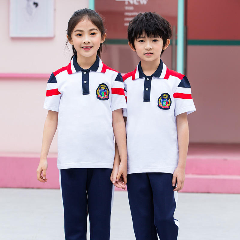 厂家直销夏季运动套装短袖情侣班服中小学生校服两件套团购印logo