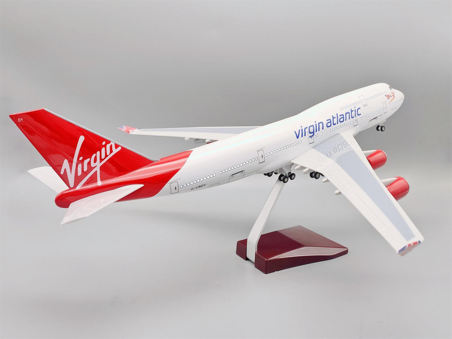 波音747-400维珍航空模型 升级版带灯光带起落架树脂飞机模型礼品