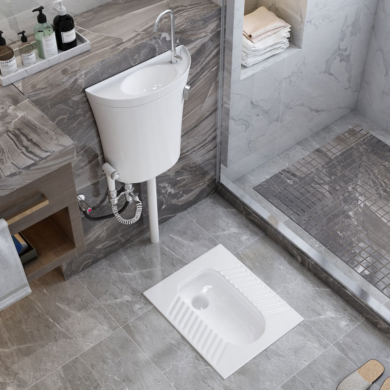 蹲便器蹲坑式便盆整套装家用陶瓷多功能大便器卫生间防臭蹲厕便池