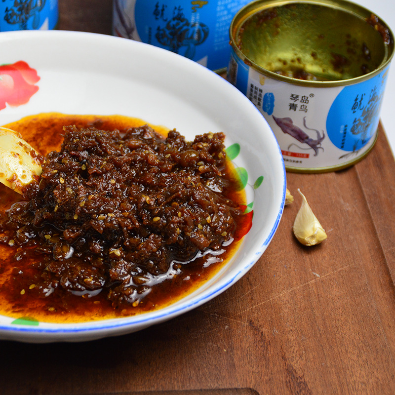 山东琴岛青鸟鱿鱼酱海鱼酱虾酱海参酱蜢白虾酱肉丝虾海鱿鱼参酱