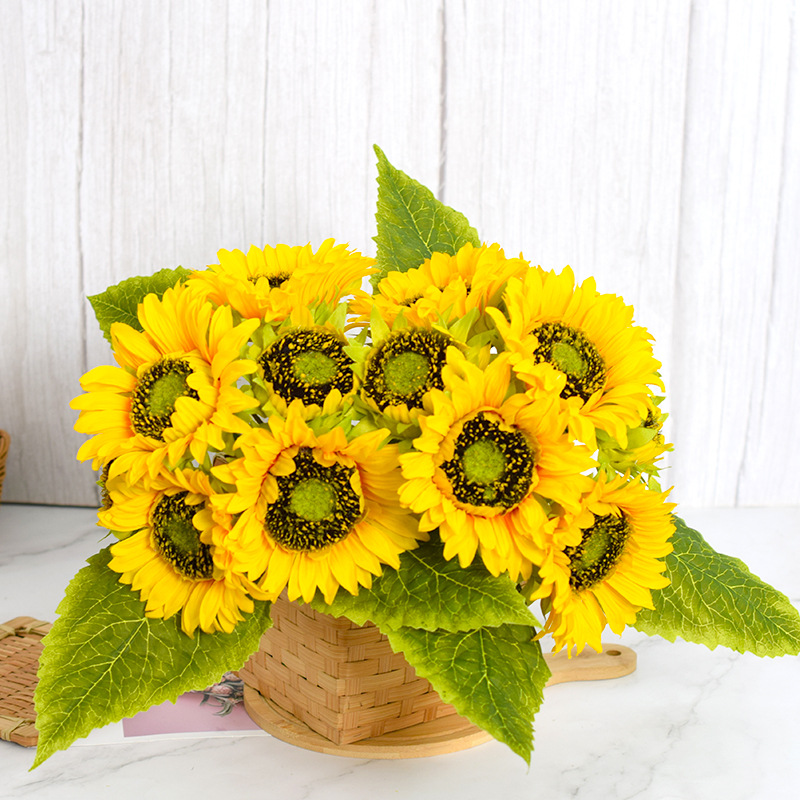 仿真向日葵仿真太阳花绢布花室内装饰花摆件假花仿真手捧花束
