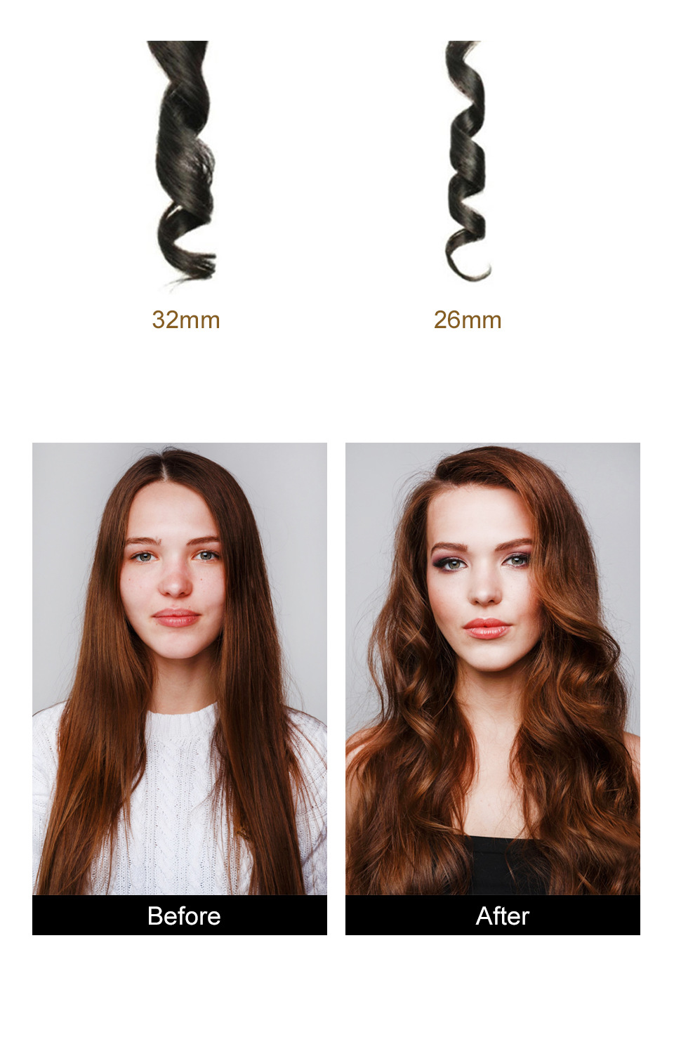 一件代发宫村浩气黑金色26mm/32mm发廊专用网红卷发棒