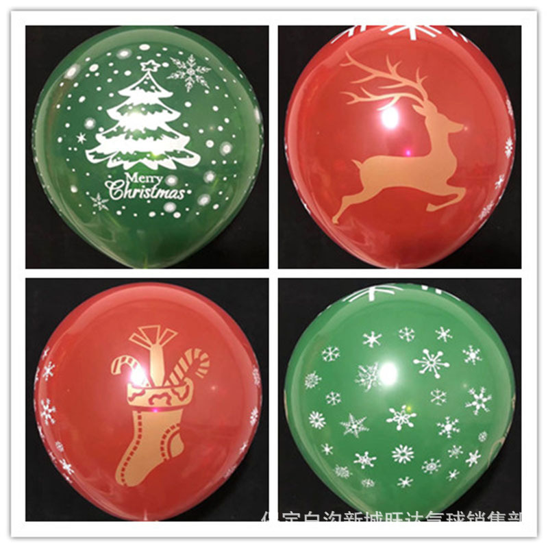 Wholesale 12-Inch 2.8G Christmas Balloon Cartoon Printed Balloon Christmas Party Decoration Balloon 100