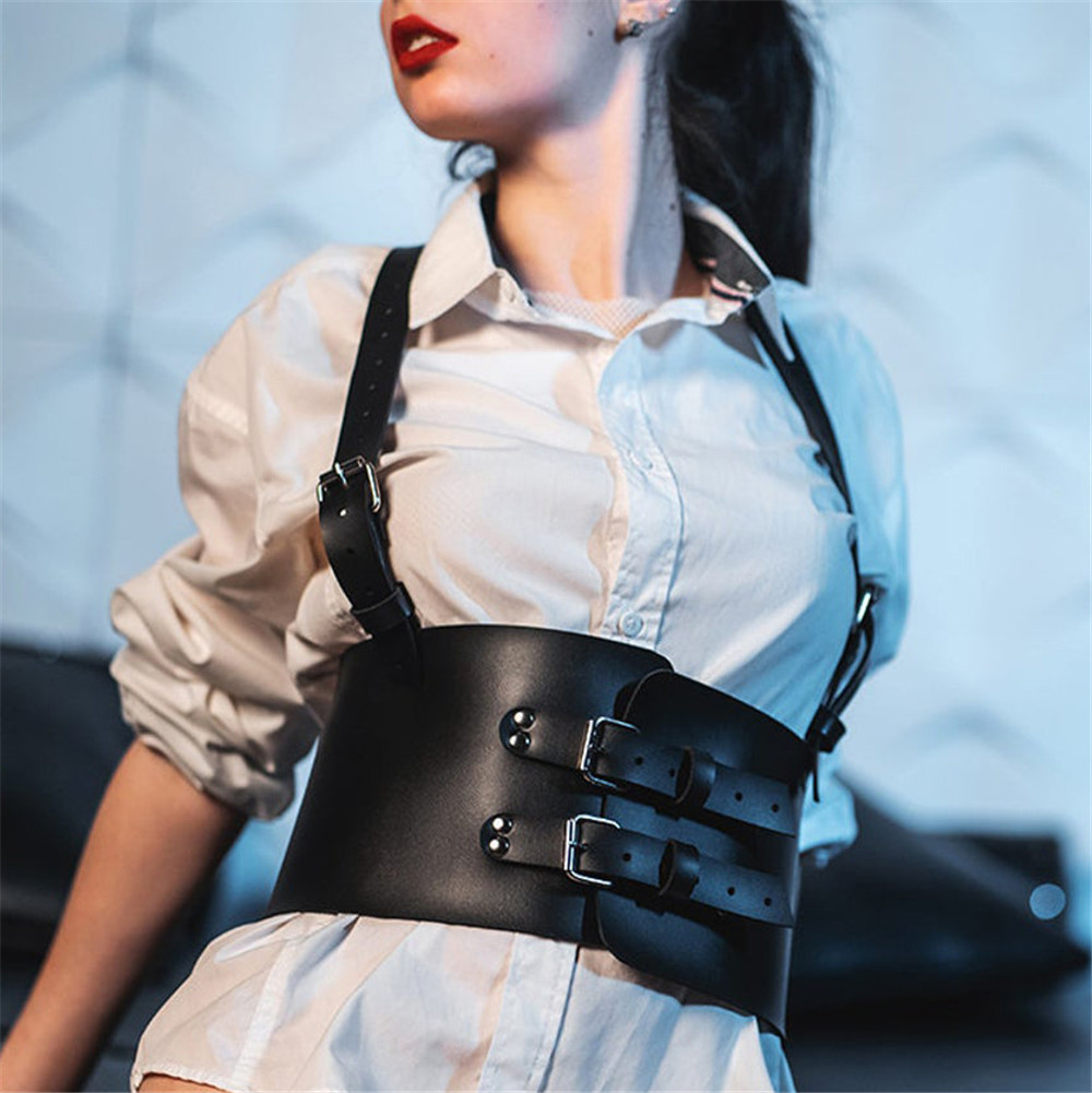 腰封皮带新潮女款女星演出皮带配饰皮革胸带肩膀带美宽腹部带
