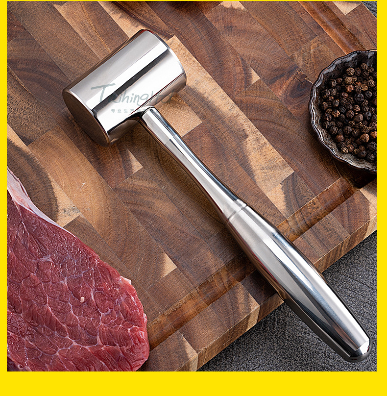 新款304不锈钢松肉锤厨房家用拍牛排锤子嫩肉断筋器工具商用肉锤