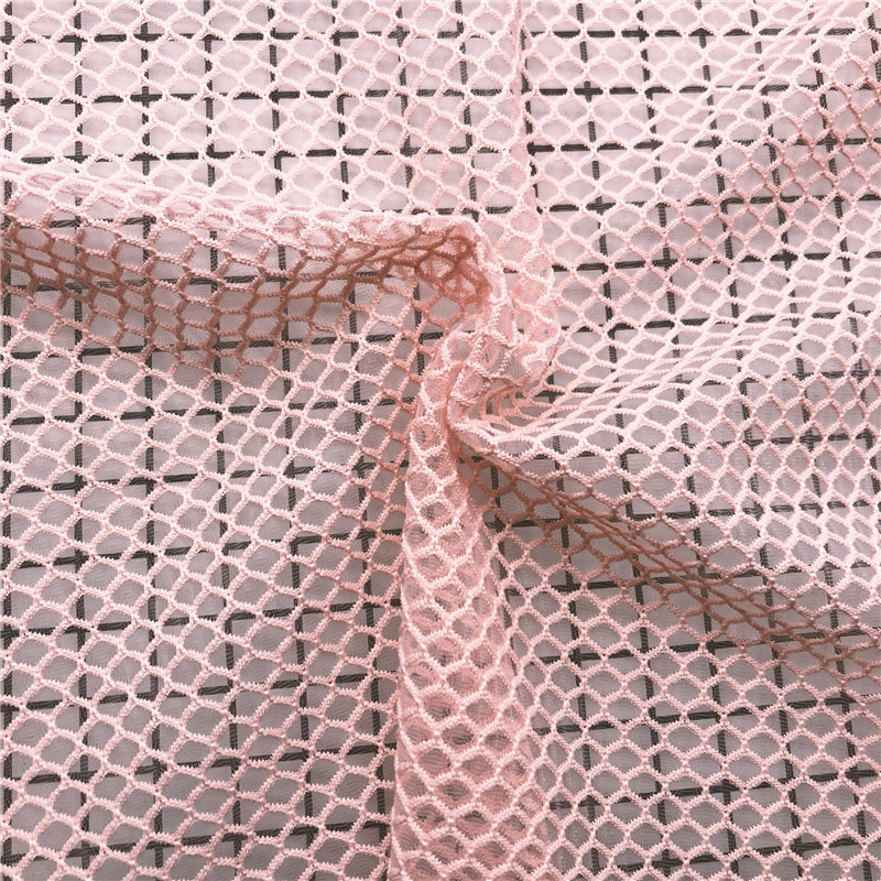 透明小渔网蕾丝针织提花面料 欧美镂空玻璃丝长裙t恤洞洞防晒衣布
