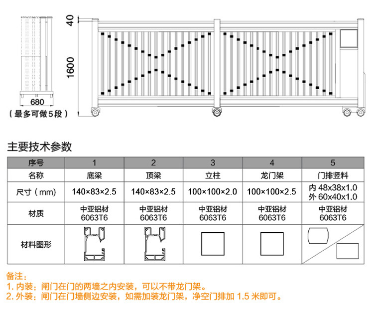 分段平移智能伸缩段滑门铝合金电动大门自动直线门工厂伸缩大门