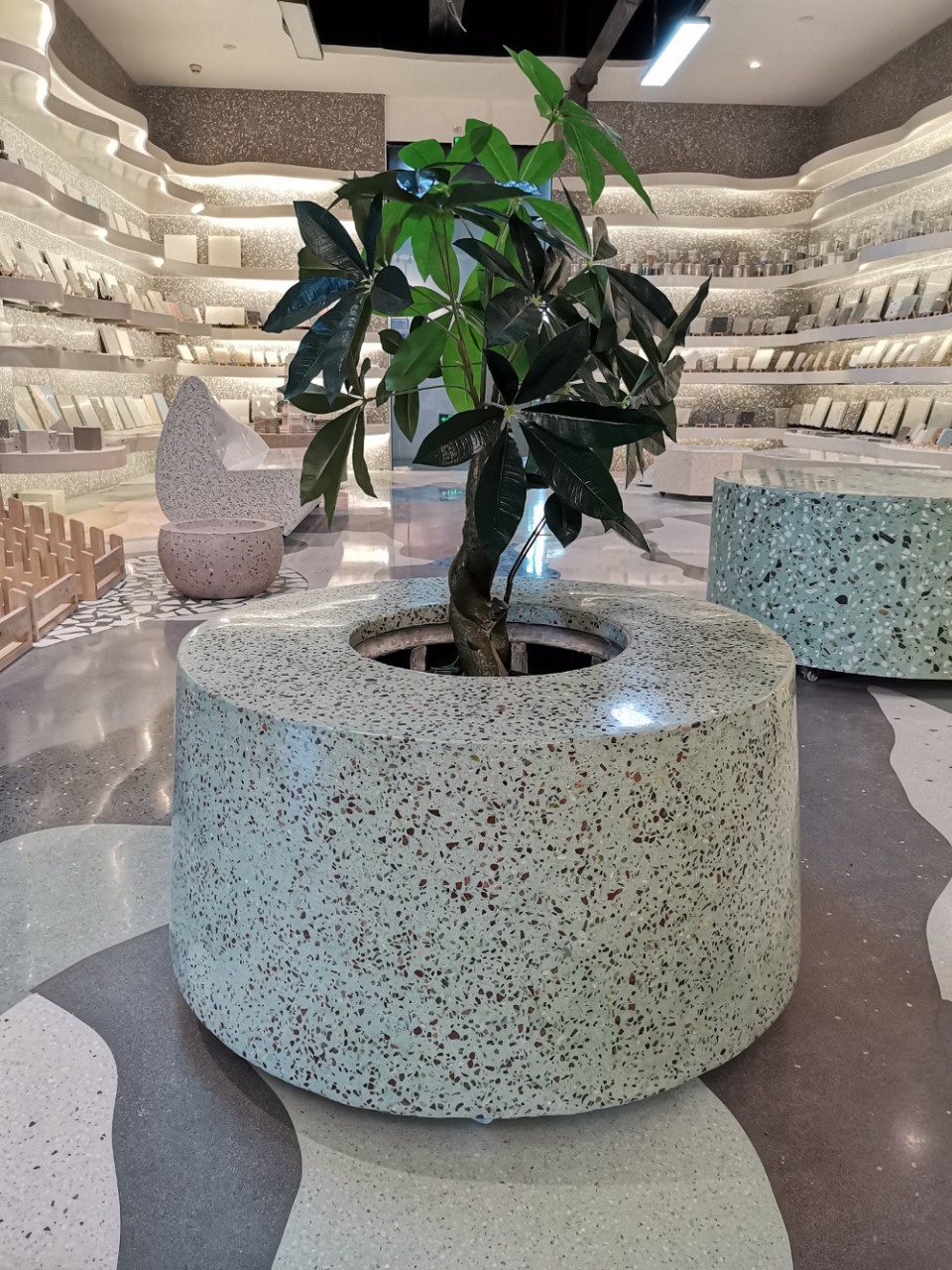 水磨石树池 园林景观 磨石花坛花池设计 施工定制