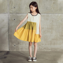 儿童连衣裙2023女童中大童夏季新款韩版休闲拼接公主裙一件代发