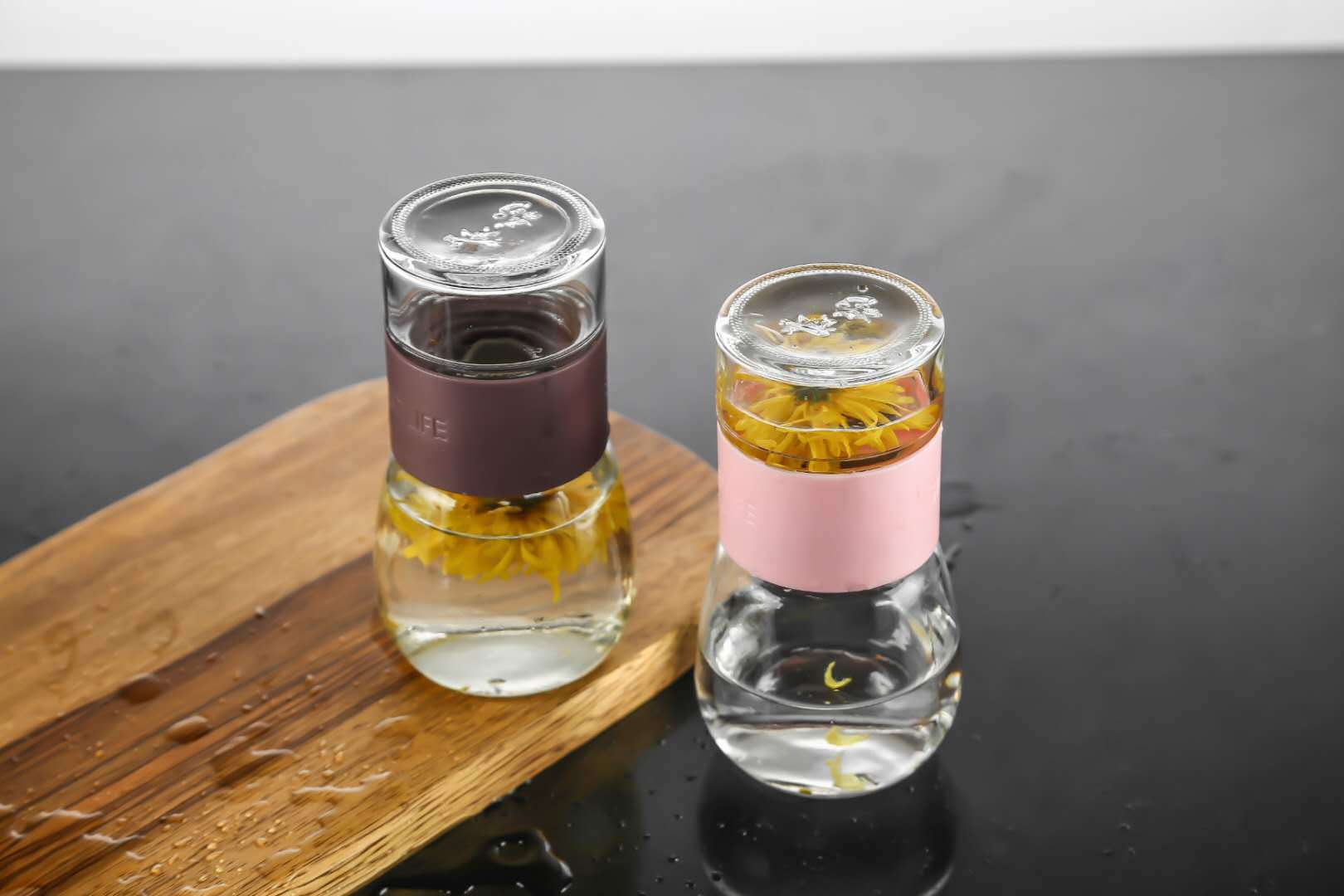 茶水分离杯玻璃杯便携水杯单层泡茶杯茶水分离器礼品定制