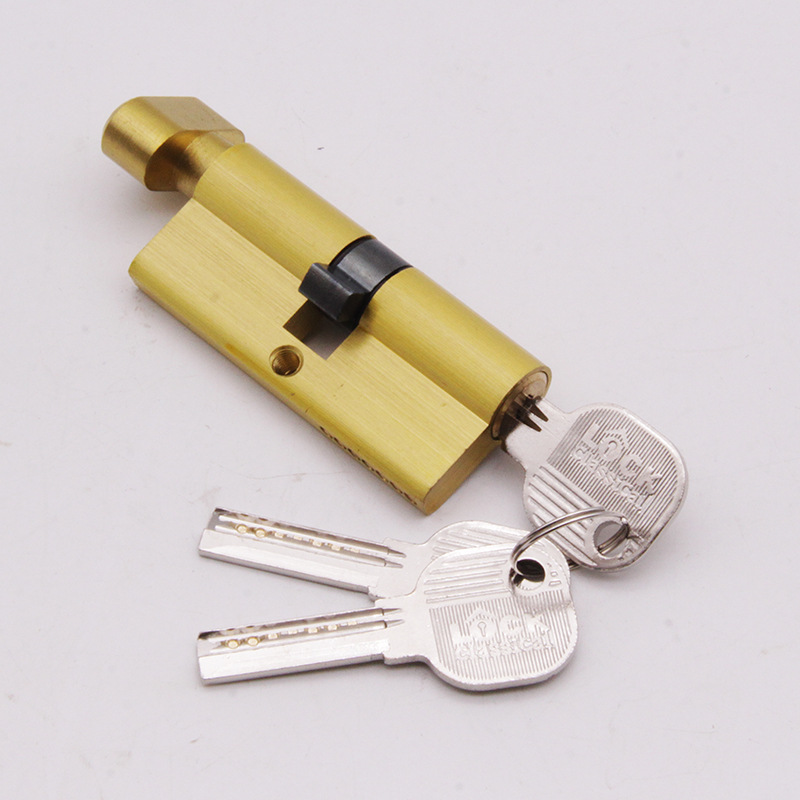 批发锁芯单头带钮全铜断桥木门防盗门铜钥匙单开大80单开指纹门窗