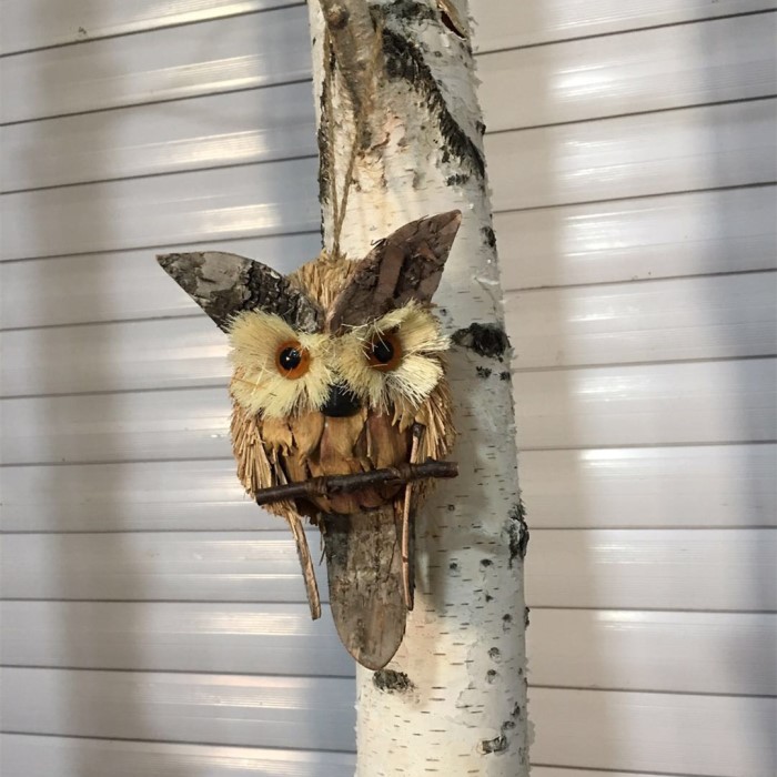 天然白桦树树皮松果白桦树枝植物仿真猫头鹰民间特色工艺品