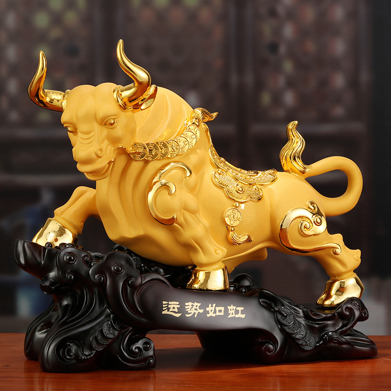 2021运势如虹金牛可定制刻字树脂金牛摆件牛年吉祥物家居开业摆件
