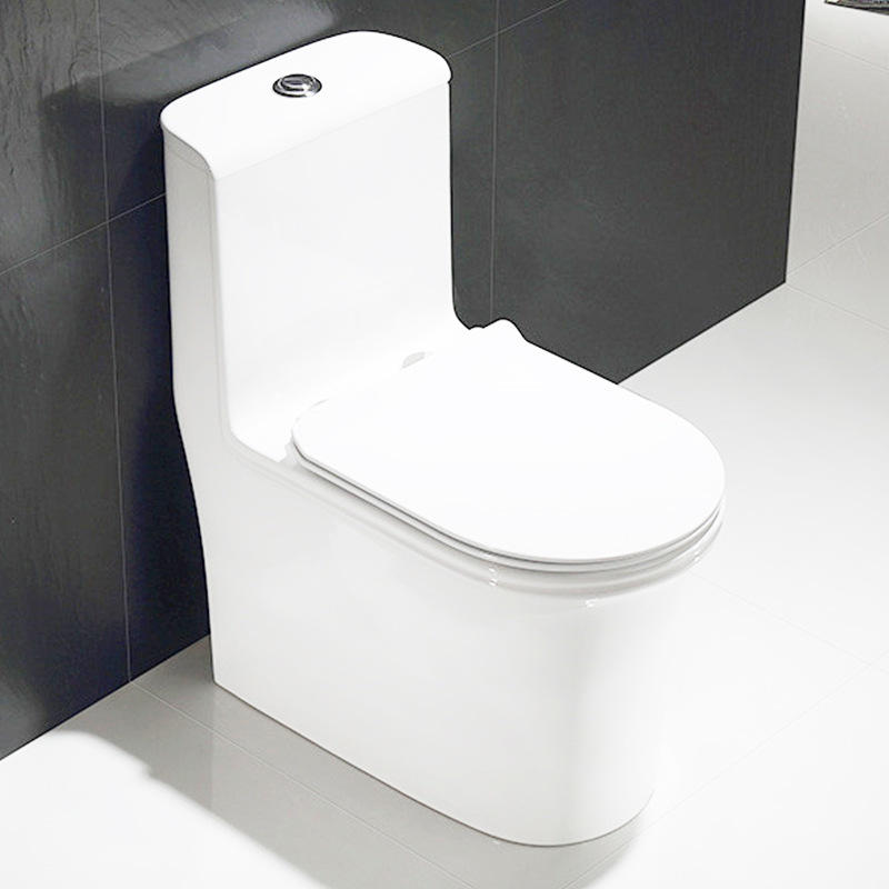 家用卫生间普通陶瓷漩冲虹吸式坐便器 连体式节水简洁抽水马桶