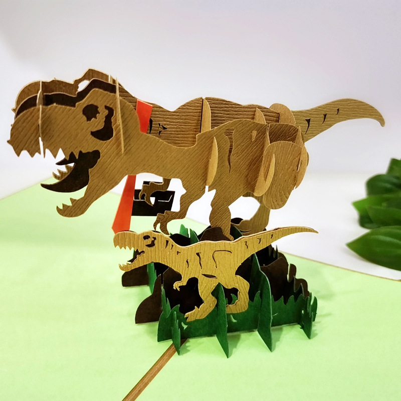 儿童节贺卡恐龙立体贺卡创意手工制作祝福礼品立体卡片批发