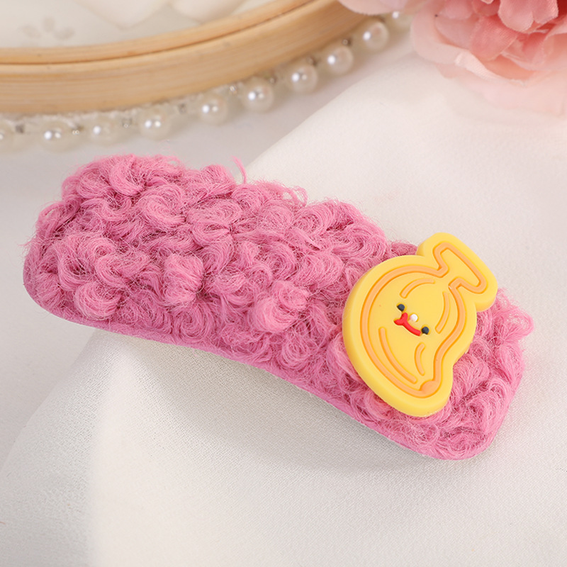 Cashmere All-Match Sweet Cute Cartoon Barrettes Strawberry Rainbow Little Red Flower Ins Style Women's Plush Barrettes