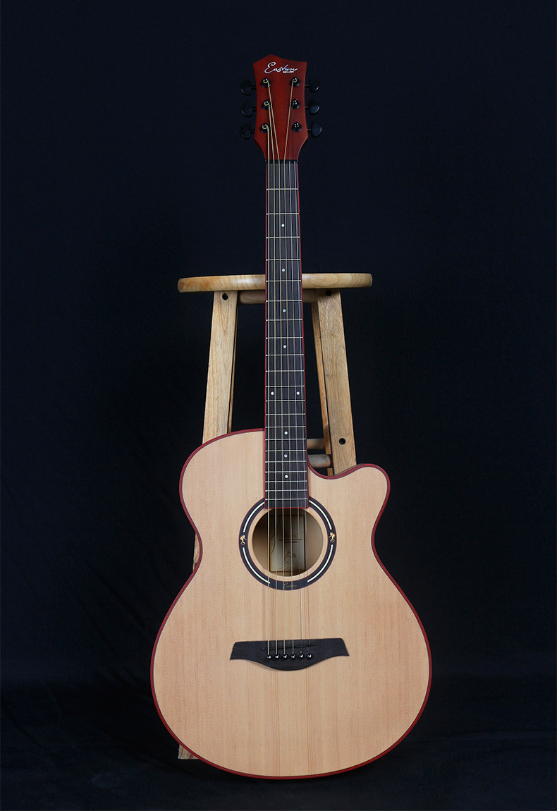 厂家直销34寸36寸40寸41寸原木色黑色哑光云杉木合板初学联系吉他_汇