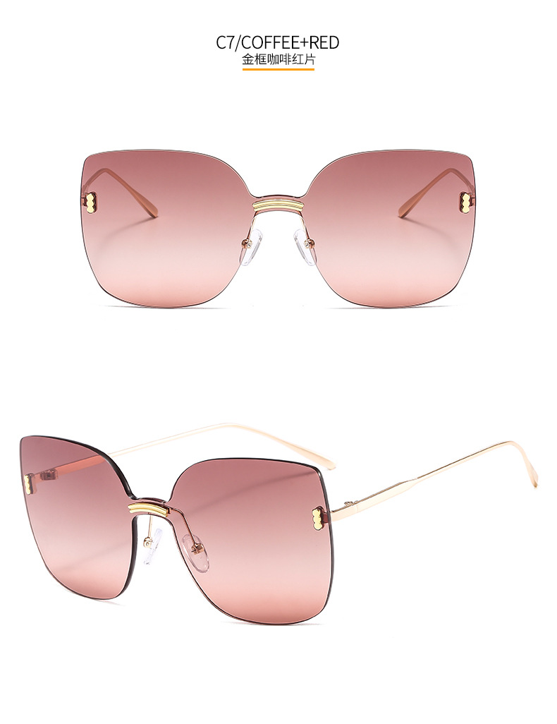 新款潮流无框时尚太阳镜7109 四方连体太阳眼镜 男女百搭个性墨镜