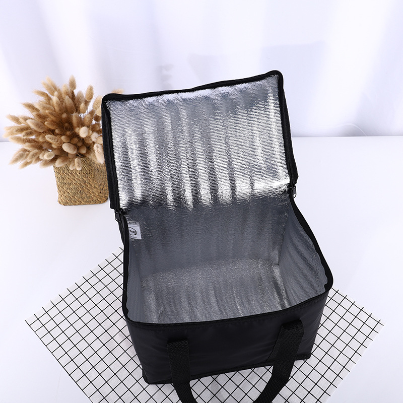 厂家直供简约大号手提保温袋野餐包黑色便当饭盒袋可定制logo