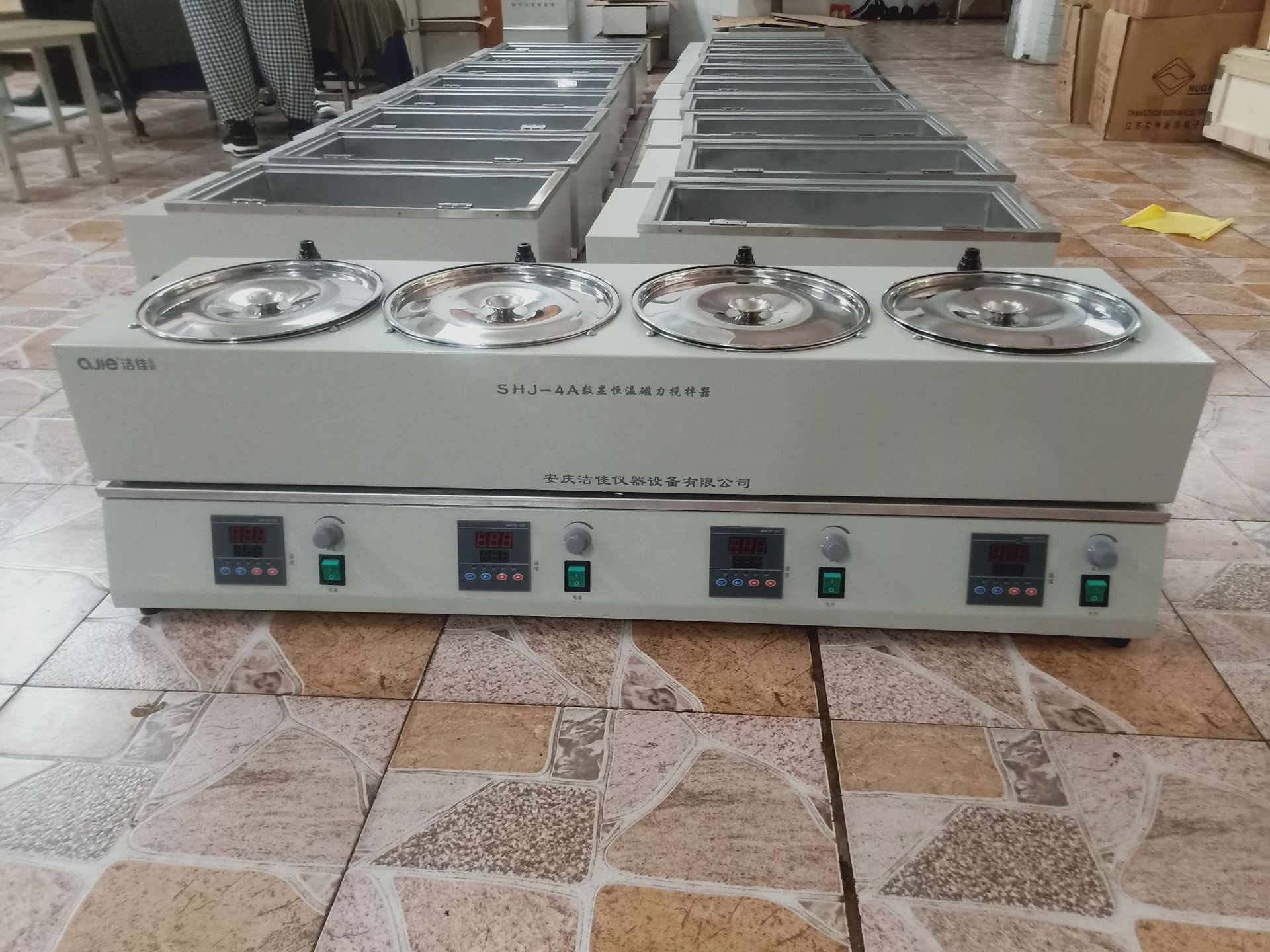 洁佳仪器shj-4a数显恒温磁力搅拌水浴锅集热式多点四联加热搅拌器