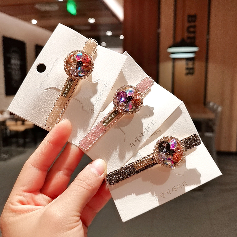 韩版新款网红水晶发夹奢华水钻侧边夹鸭嘴夹碎发卡少女头饰发夹子