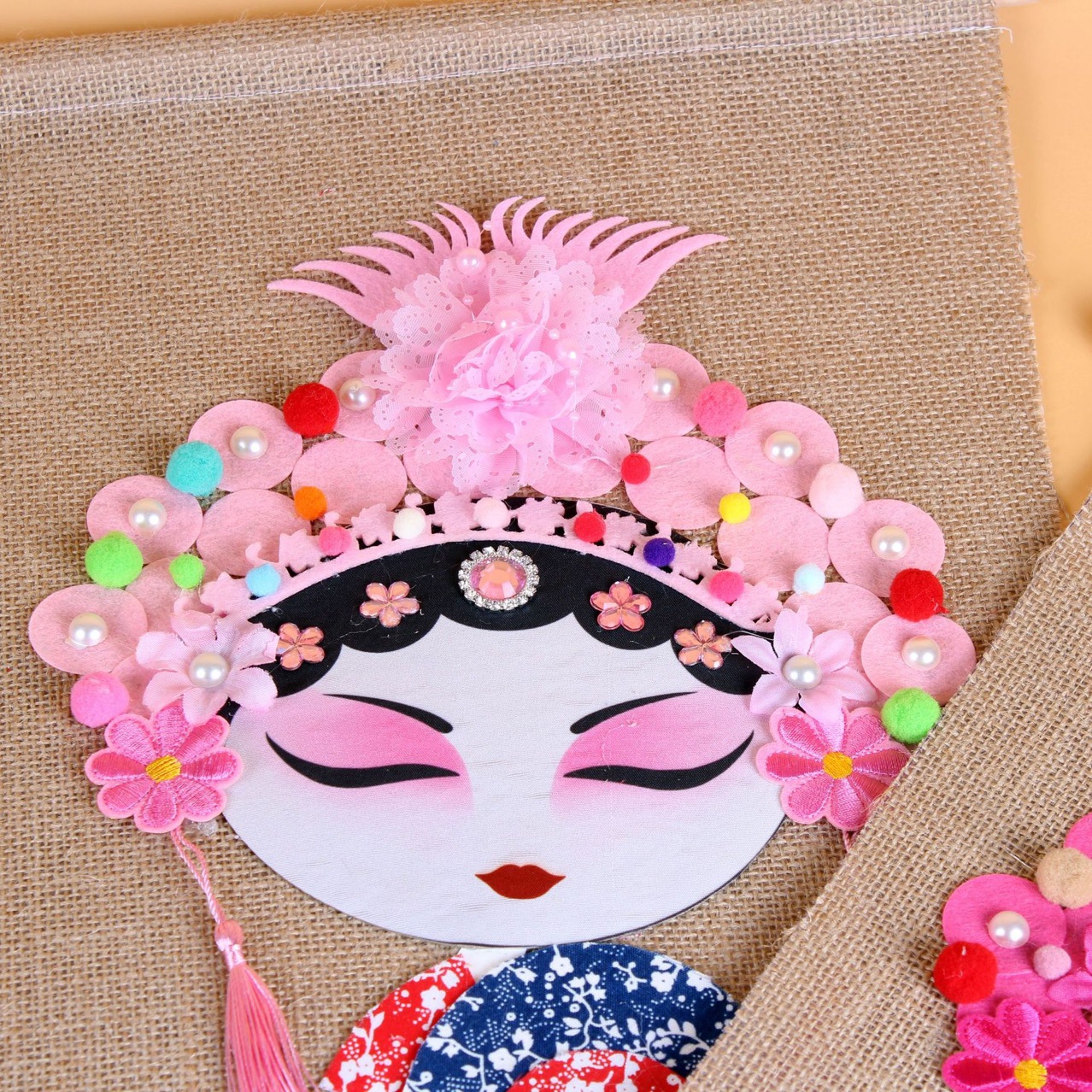 幼儿园中国风儿童diy手工制作材料包 戏曲京剧花旦材料包