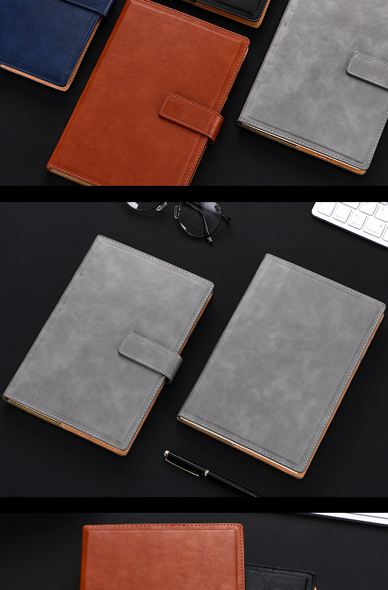 a5笔记本子定制加厚皮面记事本商务计划本办公简约本子复古印logo