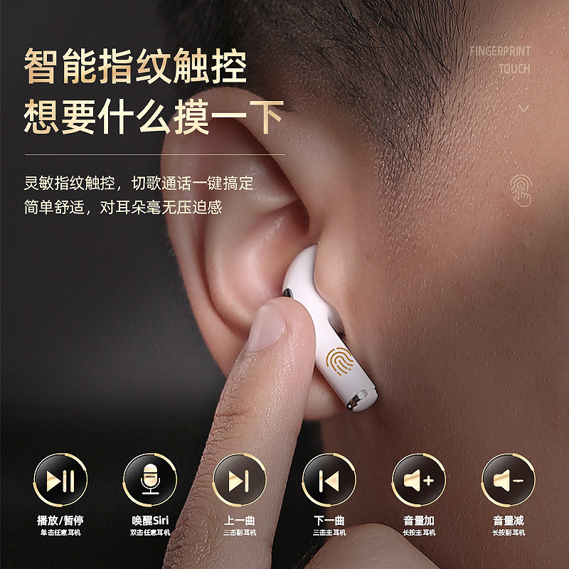 Cross-Border New Arrival 4 Generation Private Model Bluetooth Headset Wireless Binaural Sports Stereo Pop-up Window Touch Mini Binaural