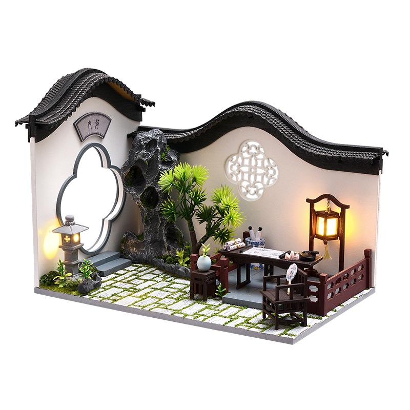 Cute Room DIY Cottage Chinese Style Ancient Building Assembly Production Model Toy Decoration Creative Gifts for Boys and Girls